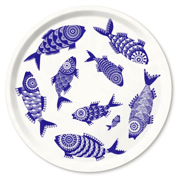 Shoal Of Fish/White Tray Ø 46Cm