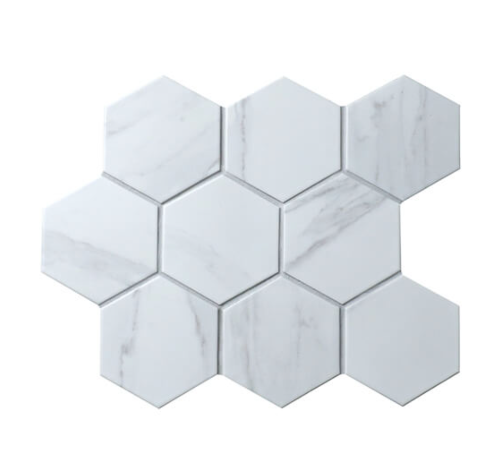 Mosaico Carrara Mate Hexagonal