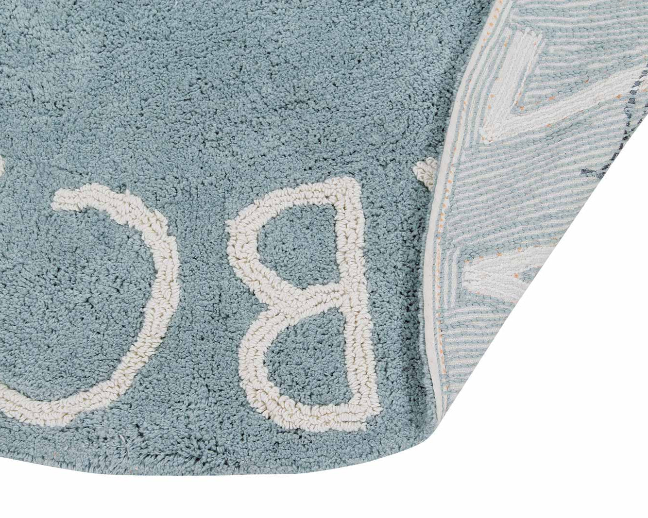 Alfombra Lavable Redonda Abc Vintage Azul-Natu