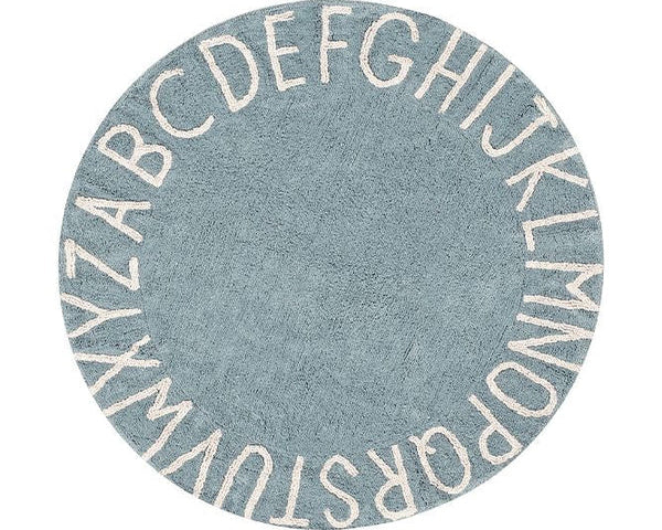 Alfombra Lavable Redonda Abc Vintage Azul-Natu
